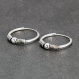 925 Sterling Silver Hoop Earrings Retro Thai Silver Circle Women Jewelry