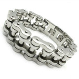 18mm Men's Silver Biker Chain Bracelet 316L Stainless Steel