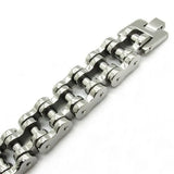 18mm Men's Silver Biker Chain Bracelet 316L Stainless Steel