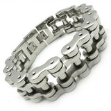 18mm Men's Silver Biker Chain Bracelet 316L Stainless Steel