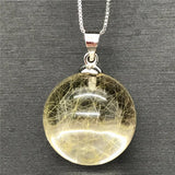 Natural Rutilated Pendant Wealth Healing Crystal Stone Silver Chains Jewelry