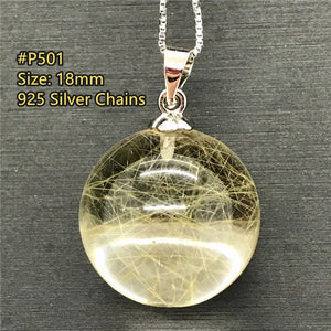 Natural Rutilated Pendant Wealth Healing Crystal Stone Silver Chains Jewelry