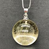 Natural Rutilated Pendant Wealth Healing Crystal Stone Silver Chains Jewelry