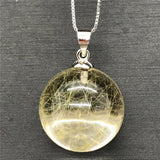 Natural Rutilated Pendant Wealth Healing Crystal Stone Silver Chains Jewelry