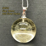 Natural Rutilated Pendant Wealth Healing Crystal Stone Silver Chains Jewelry