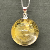 18mm Natural Rutilated Pendant Jewelry For Women Men Wealth Gift Healing Crystal