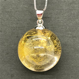 18mm Natural Rutilated Pendant Jewelry For Women Men Wealth Gift Healing Crystal