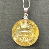 18mm Natural Rutilated Pendant Jewelry For Women Men Wealth Gift Healing Crystal