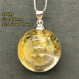 18mm Natural Rutilated Pendant Jewelry For Women Men Wealth Gift Healing Crystal