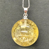 18mm Natural Rutilated Pendant Jewelry For Women Men Wealth Gift Healing Crystal