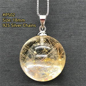 18mm Rutilated Pendant Crystal Silver Chains AAAAA