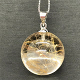 18mm Rutilated Pendant Crystal Silver Chains AAAAA