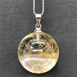 18mm Rutilated Pendant Crystal Silver Chains AAAAA