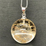 18mm Rutilated Pendant Crystal Silver Chains AAAAA