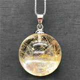 18mm Rutilated Pendant Crystal Silver Chains AAAAA