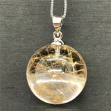 18mm Rutilated Pendant Crystal Silver Chains AAAAA