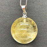 18mm Natural Rutilated Pendant Jewelry for Men Women Wealth Healing Gift