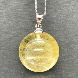 18mm Natural Rutilated Pendant Jewelry for Men Women Wealth Healing Gift