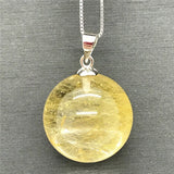 18mm Natural Rutilated Pendant Jewelry for Men Women Wealth Healing Gift