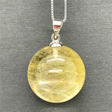 18mm Natural Rutilated Pendant Jewelry for Men Women Wealth Healing Gift