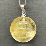 18mm Natural Rutilated Pendant Jewelry for Men Women Wealth Healing Gift