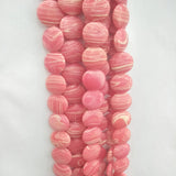 18mm Natural Rhodochrosite Stone Beads Round Cake Shape Loose Stripe Red Gem