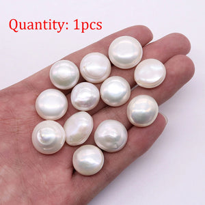 18mm Natural Freshwater Pearl Bead Flat Round for DIY Jewelry Making