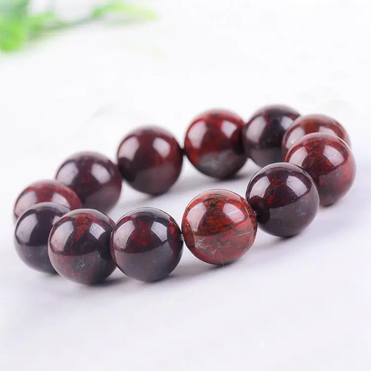 18mm Red Iddingsite Meteorite Bracelet Men Women Healing Gemstone