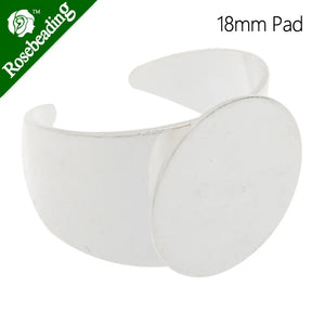 18mm Silver Plated Adjustable Ring Blanks Base With Pad, 20pcs/lot