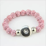 18mm Snap Button Bracelet Pink Bead Rhinestones Snap Bracelets Jewelry