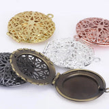 18mm Vintage Filigree Flower Photo Locket Pendant 10pcs