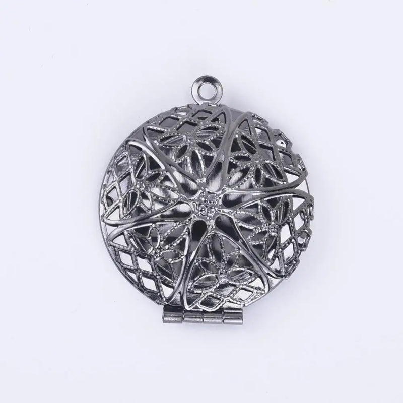 18mm Vintage Filigree Flower Photo Locket Pendant 10pcs