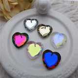 Faceted Flat Heart Pendant Crystal Beads 35pcs PW00