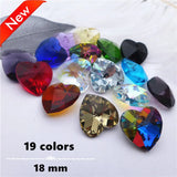 18mm Crystal Heart Shape Cut Face Pendants DIY Charms Beads 40pcs