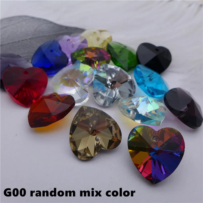 18mm Crystal Heart Shape Cut Face Pendants DIY Charms Beads 40pcs