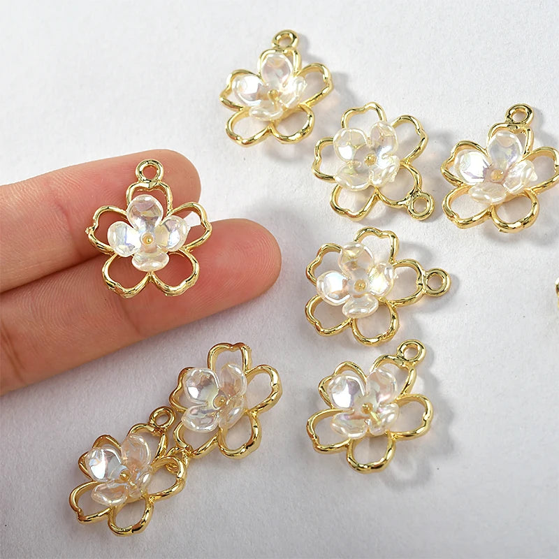 18mm Double Flower Shape Alloy Charms 40pcs/Lot - DIY Jewelry Accessory