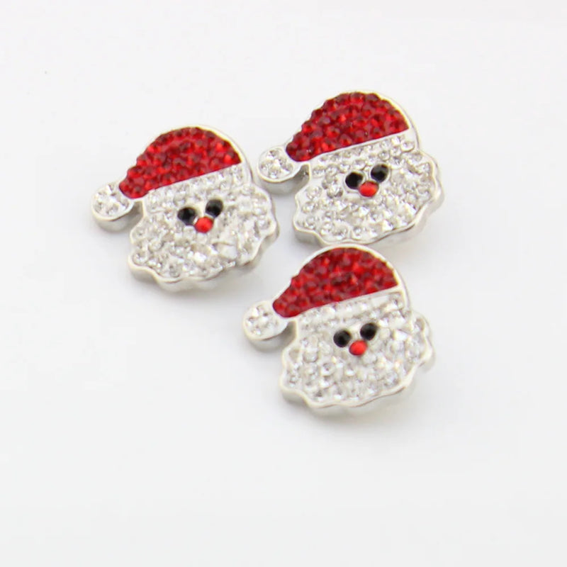 18mm Rhinestone Snap Button Christmas Santa Claus Necklace