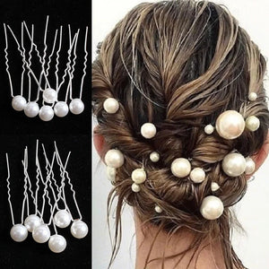 Wedding Tiara Pearl Hair Comb Hairpin Hair Fork U-shaped Hair Accessory