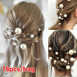 Wedding Tiara Pearl Hair Comb Hairpin Hair Fork U-shaped Hair Accessory