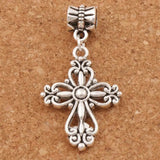 18pcs Heart Cross Charm Beads Fit European Bracelets B425