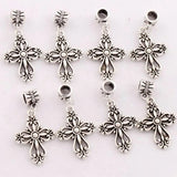 18pcs Heart Cross Charm Beads Fit European Bracelets B425