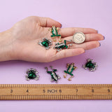 18pcs Frog Shape Alloy Enamel Pendants Crystal Rhinestones Charms