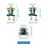 18pcs Frog Shape Alloy Enamel Pendants Crystal Rhinestones Charms