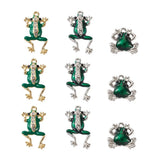 18pcs Frog Shape Alloy Enamel Pendants Crystal Rhinestones Charms