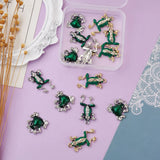 18pcs Frog Shape Alloy Enamel Pendants Crystal Rhinestones Charms