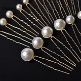 18pcs Pearl Wedding Hairpin U-shaped Hair Clips For Women Golden