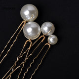 18pcs Pearl Wedding Hairpin U-shaped Hair Clips For Women Golden