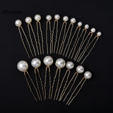 18pcs Pearl Wedding Hairpin U-shaped Hair Clips For Women Golden