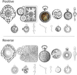 18pcs Mixed Clock Watch Face Charms Tibetan Silver Steampunk Pendant