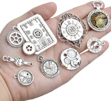 18pcs Mixed Clock Watch Face Charms Tibetan Silver Steampunk Pendant